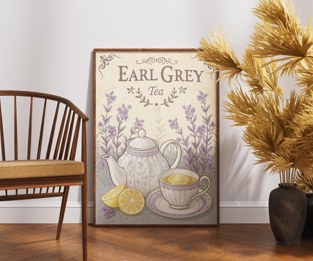 Vintage Earl Grey Tea Poster, Retro Tea Room Wall Art, Classic Tea ...