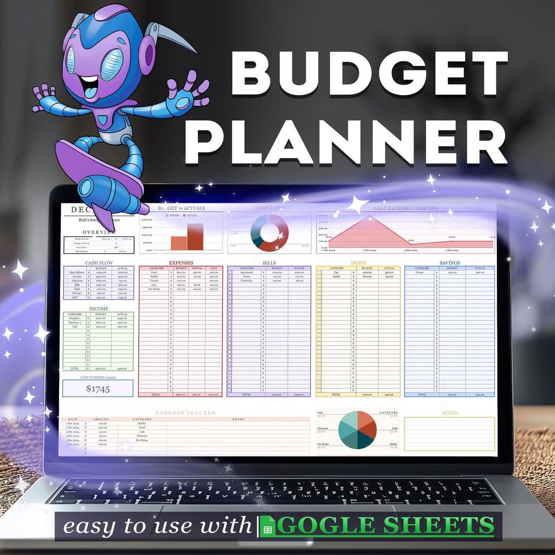 Google Sheets Budget Planner Monthly Budget Tracker, Paycheck Budget ...