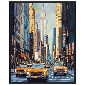 Three Yellow Cabs on 5th, 1960s, Abstract, Wall Art Print, New York