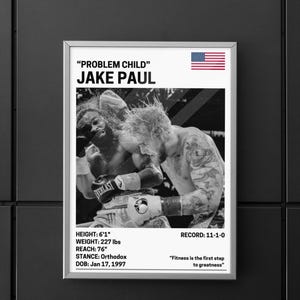 Impresión física de Jake Paul, póster de Jake Paul, boxeo de Jake Paul, arte de Jake Paul, Jake Paul Tyron Woodley, regalo de Jake Paul, foto de Jake Paul