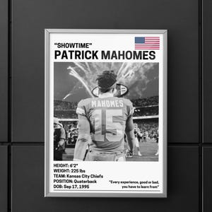 Patrick Mahomes Physischer Druck, Patrick Mahomes Poster, Patrick Mahomes NFL, Patrick Mahomes Kunst, Männerhöhle, Poster Patrick Mahomes Foto, Geschenk