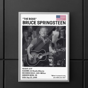 Bruce Springsteen Physical Print poster, america, canvas, USA, Music, Guitar, Bruce Springsteen singing, Bruce Springsteen photo