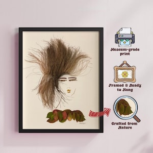 Pressed Flower Art Autumn Duchess Dried Flower Frame Leaf Inspired Woman Artwork Botanical Lady Wall Art Woman Portrait Wall Art Gift Decor