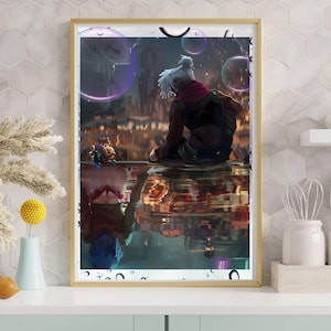 Arcane Jinx and Ekko in Love poster, maybe in another life, Digital Prints, modernart, cosmicart