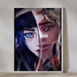 Poster di Arcane Jinx e Ekko innamorati, forse in un&#39;altra vita, stampe digitali, arte moderna, cosmicart,