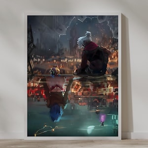 Poster Arcane Jinx and Ekko in Love, peut-être dans une autre vie, impressions numériques, art moderne, cosmicart