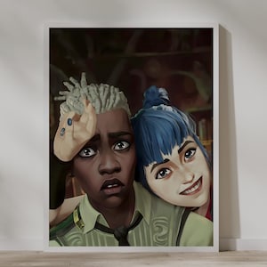 Arcane Jinx and Ekko in Love poster, maybe in another life, Digital Prints, modernart, cosmicart