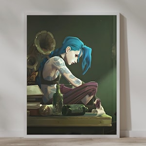 Arcane Jinx and Ekko in Love poster, maybe in another life, Digital Prints, modernart, cosmicart