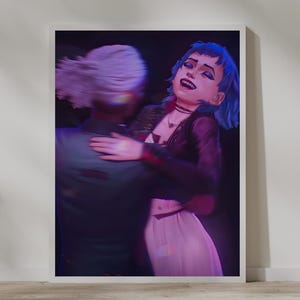 Arcane Jinx and Ekko in Love poster, maybe in another life, Digital Prints, modernart, cosmicart