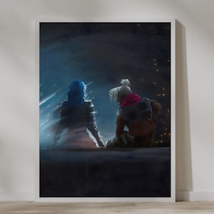 Arcane Jinx and Ekko in Love poster, maybe in another life, Digital Prints, modernart, cosmicart