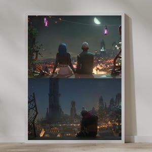 Arcane Jinx and Ekko in Love poster, maybe in another life, Digital Prints, modernart, cosmicart,