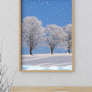 Pine Trees, Snow Landscape, Pine Forest, Winter, Snow in the Mountain,Digital Prints, Gift Posters, Wall Panel Pictures, New Year