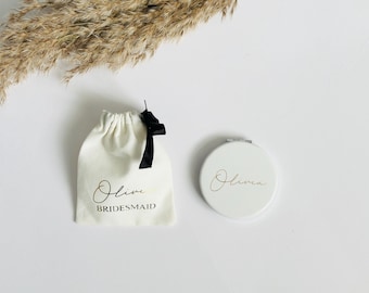 Personalised Compact Mirror | Bridesmaid Gift | Mirror With Name | Personalised Gifts | Jewellery Pouch | Bridesmaid Proposal | Custom Gifts