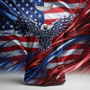 Vintage Style USA Flag Shirt - Patriotic Tee | Distressed American Flag 3D Print | Unisex, Made in USA (4th of July, Stars & Stripes)