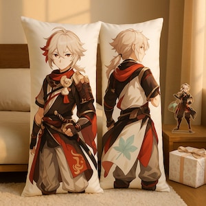 Housse de coussin Dakimakura personnalisée | Genshin Kazuha Neuvillette HuTao Xiao Zhongli Childe | Toutes les tailles et toutes les oeuvres d&#39;art | Cadeau animé personnalisé