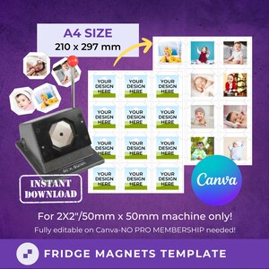 2x2 Square Fridge Magnet Template | Magnet Maker Template | Fridge Magnet Template | Editable in Canva | Easy Template