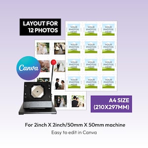 2x2 Photo Fridge Magnet Template: Editable Canva Design (Digital Download)