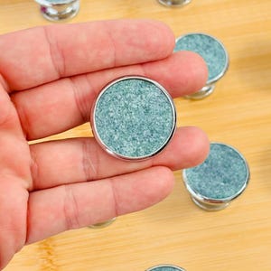 Lot of 14 kitchen drawer knobs, metal, chrome, stone effect, blue-green, heavy-duty cabinet handles, renovation and decor