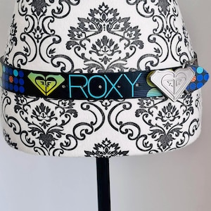 Cinturón reversible vintage Roxy Y2K de 91 cm (36 pulgadas), doble cara, negro, blanco, multicolor, logo de corazón, estilo surf/skate para mujer, único