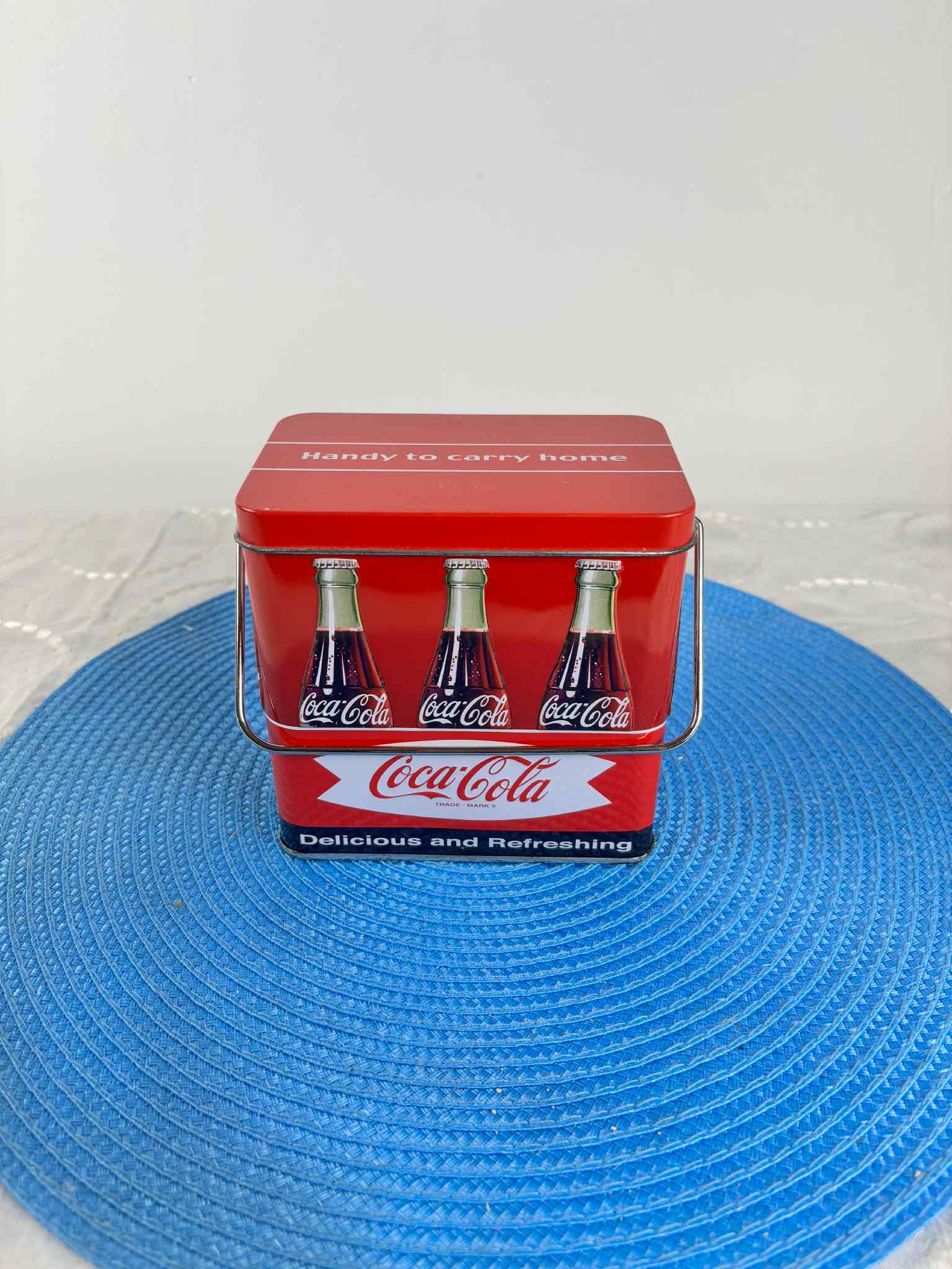 Vintage Coca-cola Small Metal Tin Box Red Collectible Advertising