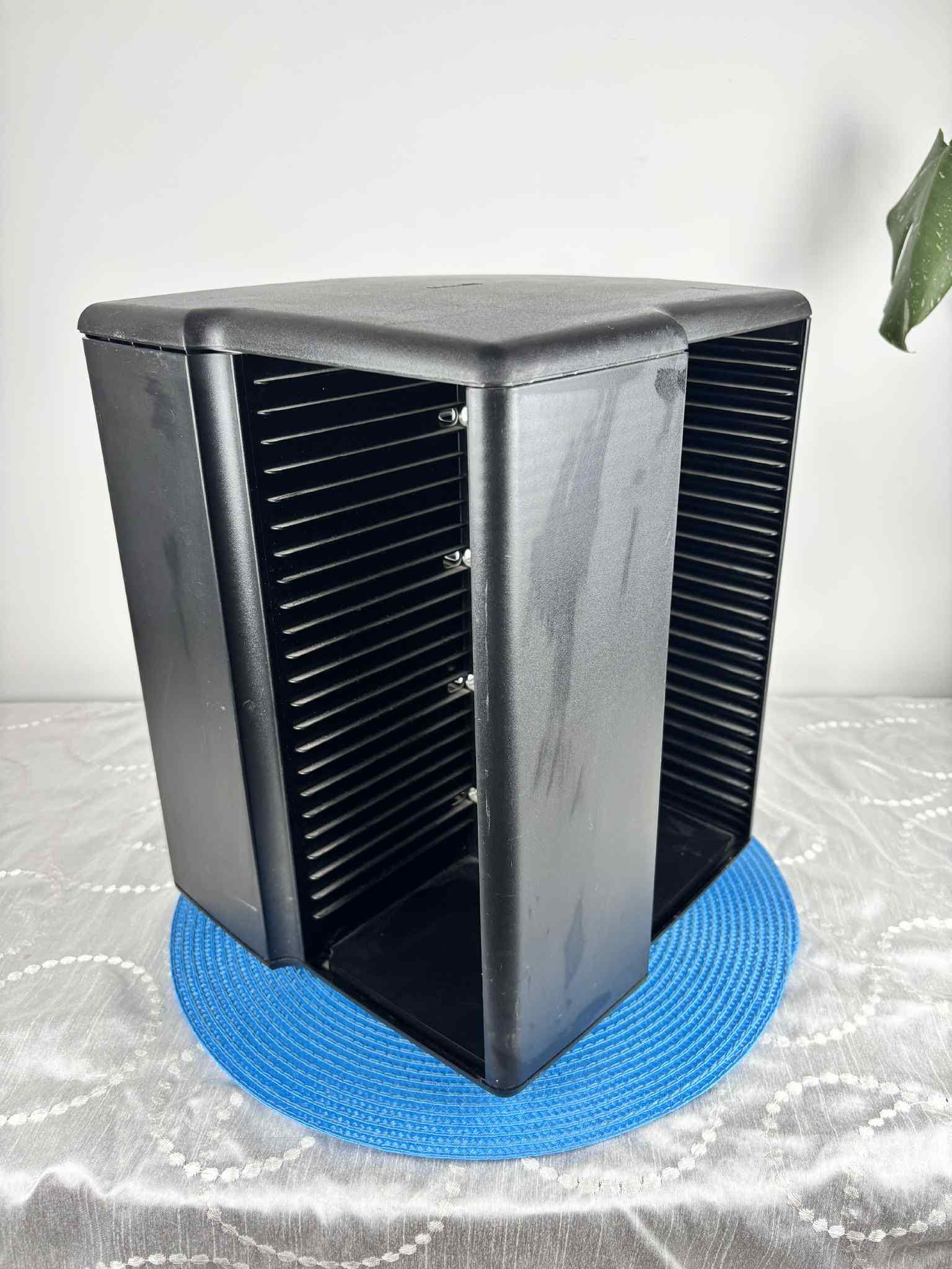 Vintage Laserline Spinning CD Tower Black Plastic Media Storage