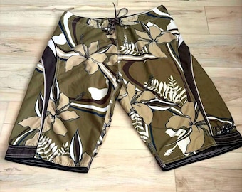 【新品】Subculture NYLON SURF SHORTS TXT Surf Floral Tropical Vintage Khaki Surf Shorts Y2K Hawaiian