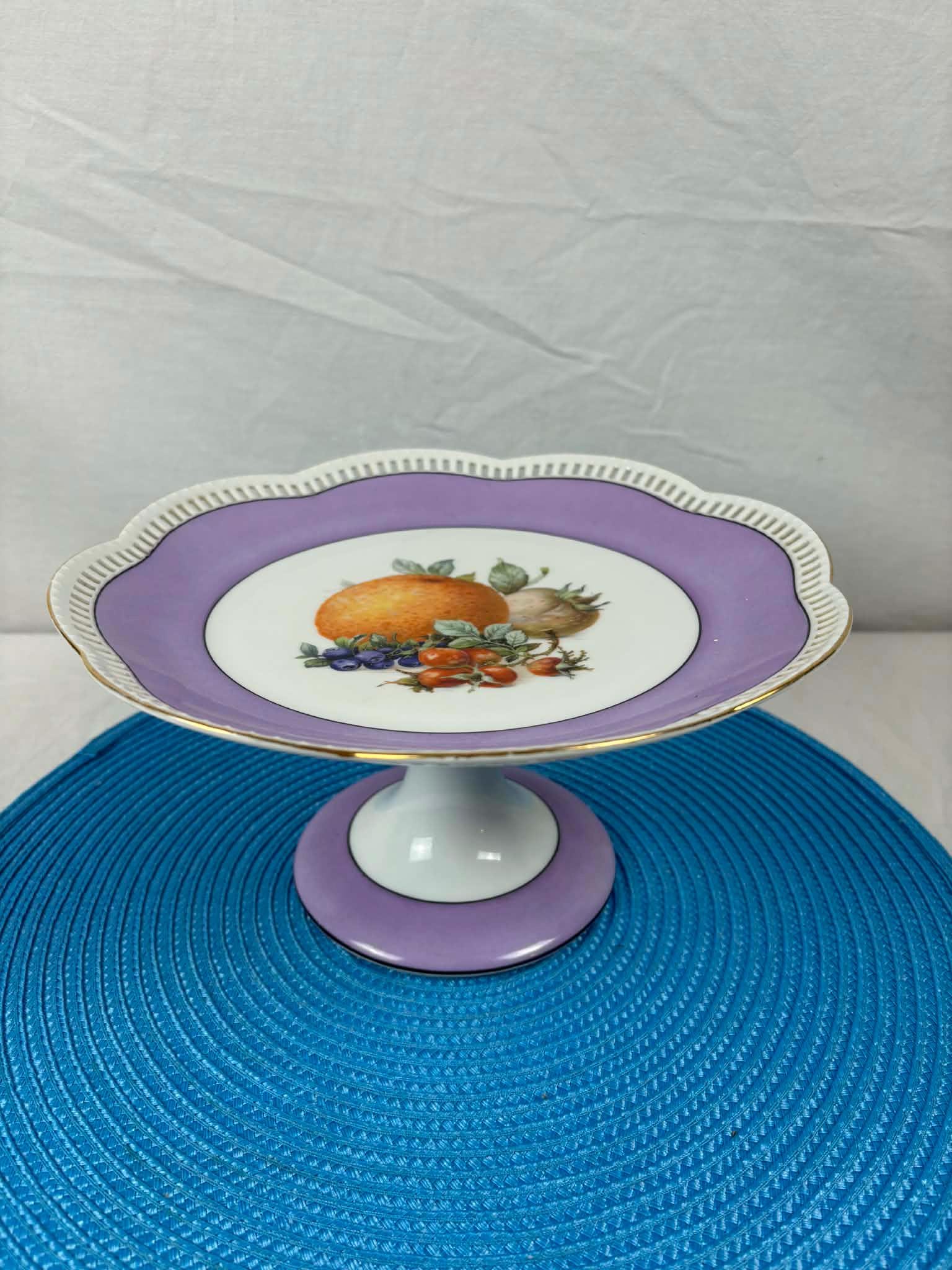 Vintage Bavaria Schumann Arzberg Porcelain Cake Stand, Fruit