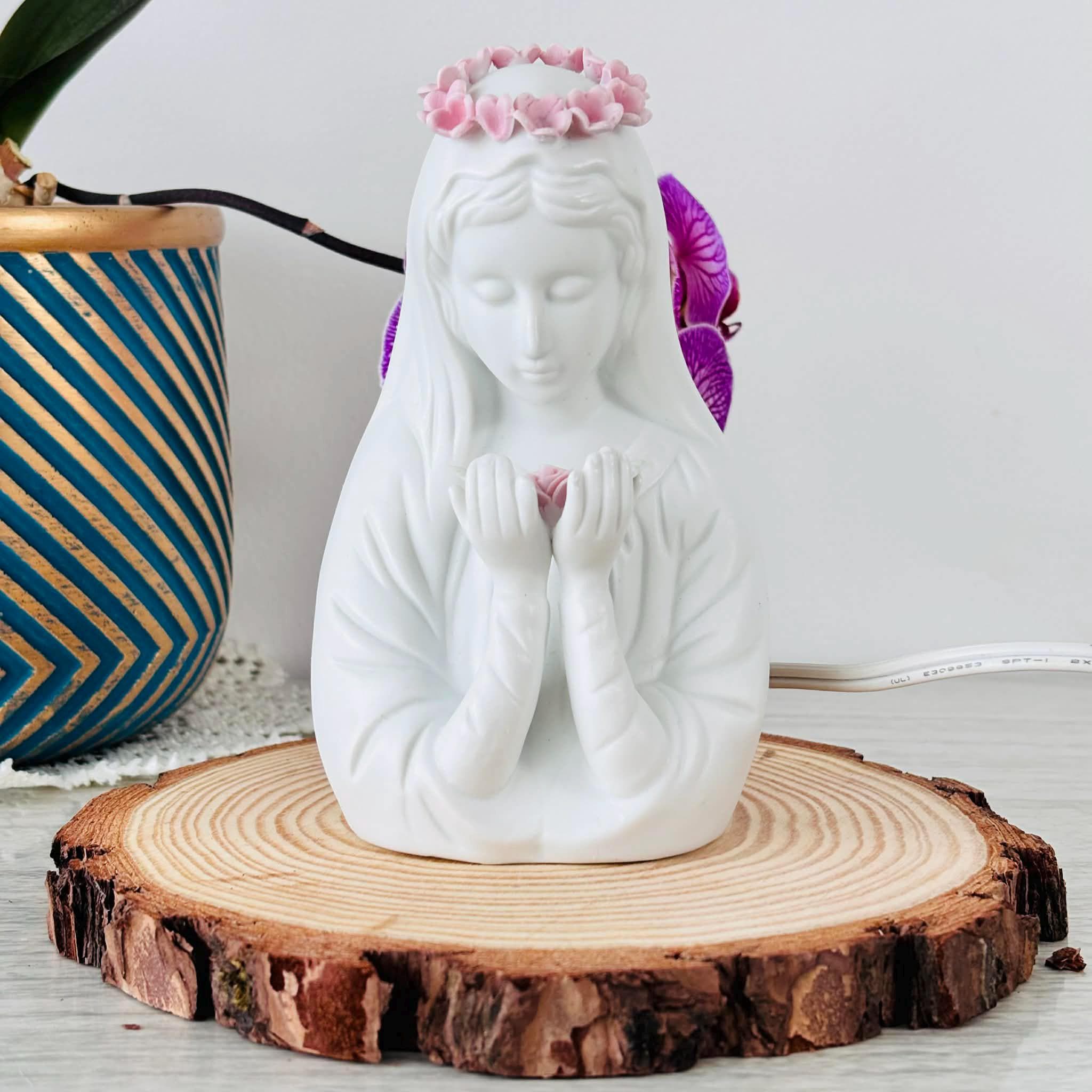 陶器製ナイトランプ　祈り　キリスト　祈る少女 Madonna Night Light | eBay
