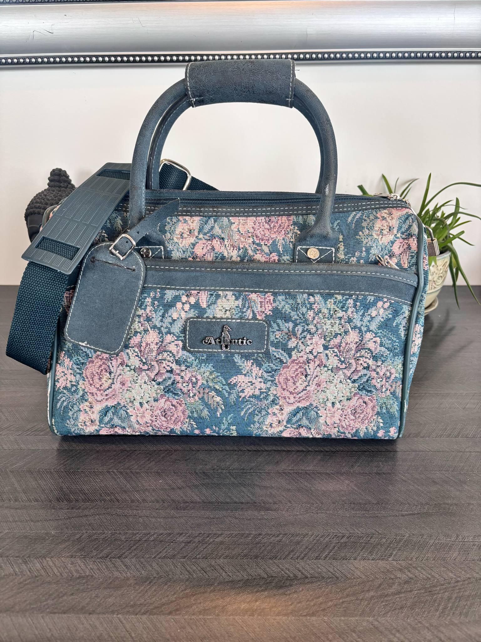 Vintage Atlantic Floral Tapestry Travel Bag With Shoulder Strap