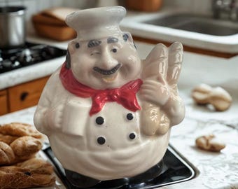 Porte éponge vintage en céramique. Chef cuisinier retro.