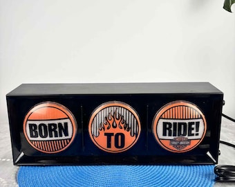 ハーレーダビットソン　Born to Rideライト　 ✨新品箱付き ✨ ハーレーダビッドソン「Born to Ride」ライトアップサイン – 点灯式