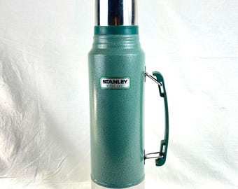 Stanley Classic Green Thermos Vacuum Bottle with Handle and Cup Lid Stainless Steel Hot Cold Beverage Flask 1 Quart
