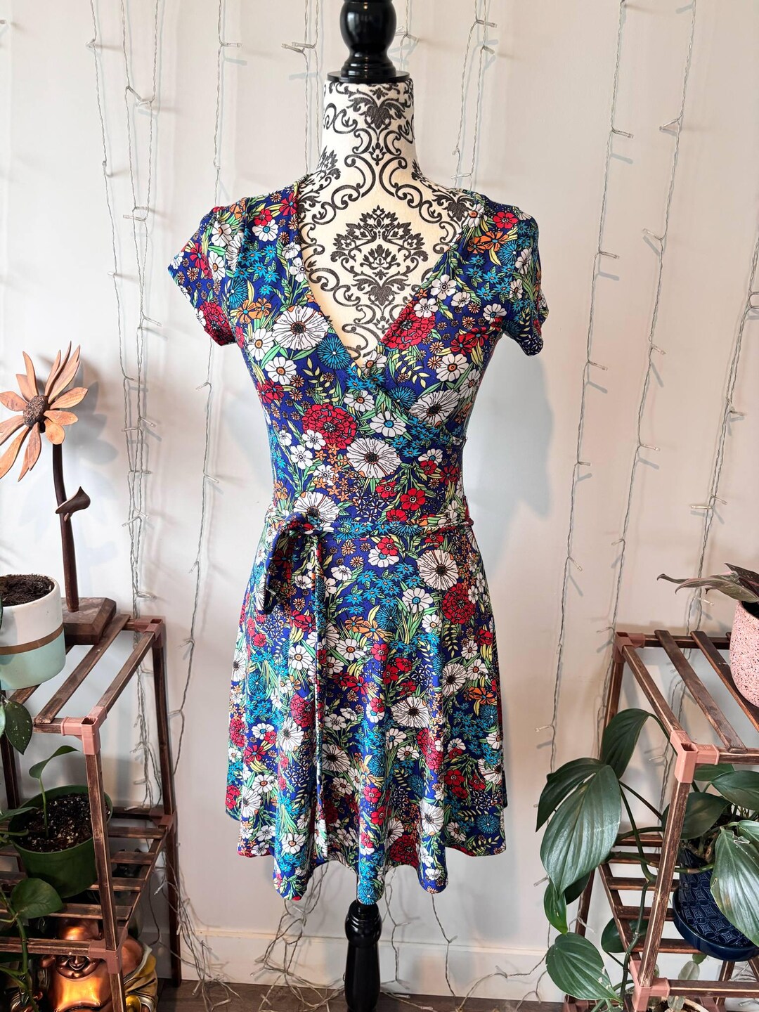 Rebel Sugar Floral Wrap Dress – Colorful Short Sleeve Fit Flare