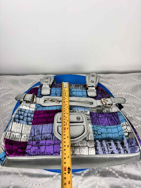 Vintage Jenny Patchwork Handbag Silver Straps Mul… - image 7