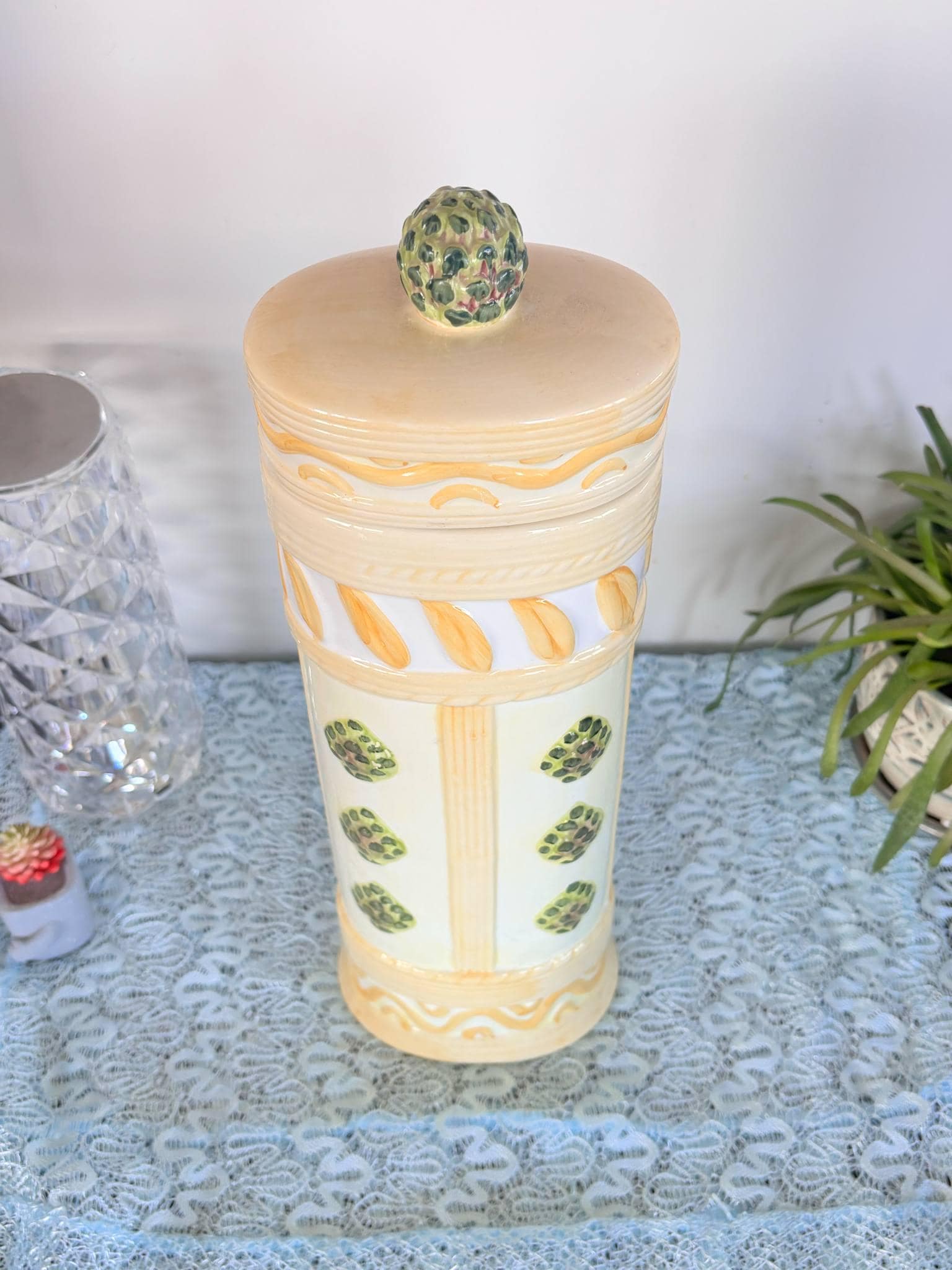 Hand Painted Ceramic Jar With Lid by Morris National – Tall