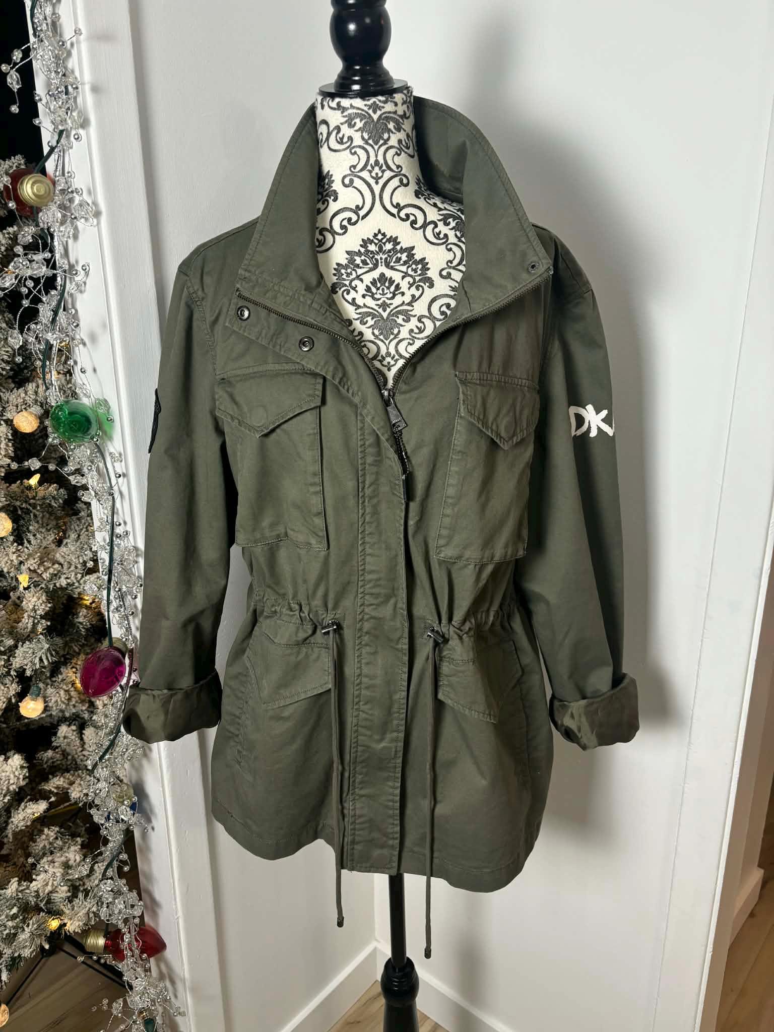 DKNY Jeans Women's Olive Green Military-style Utility Jacket, Size