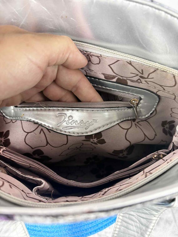 Vintage Jenny Patchwork Handbag Silver Straps Mul… - image 5