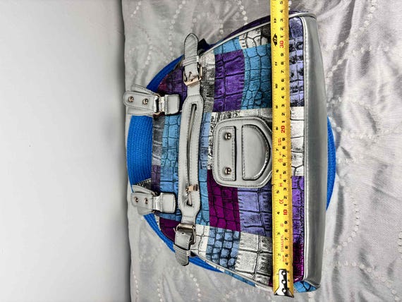 Vintage Jenny Patchwork Handbag Silver Straps Mul… - image 6