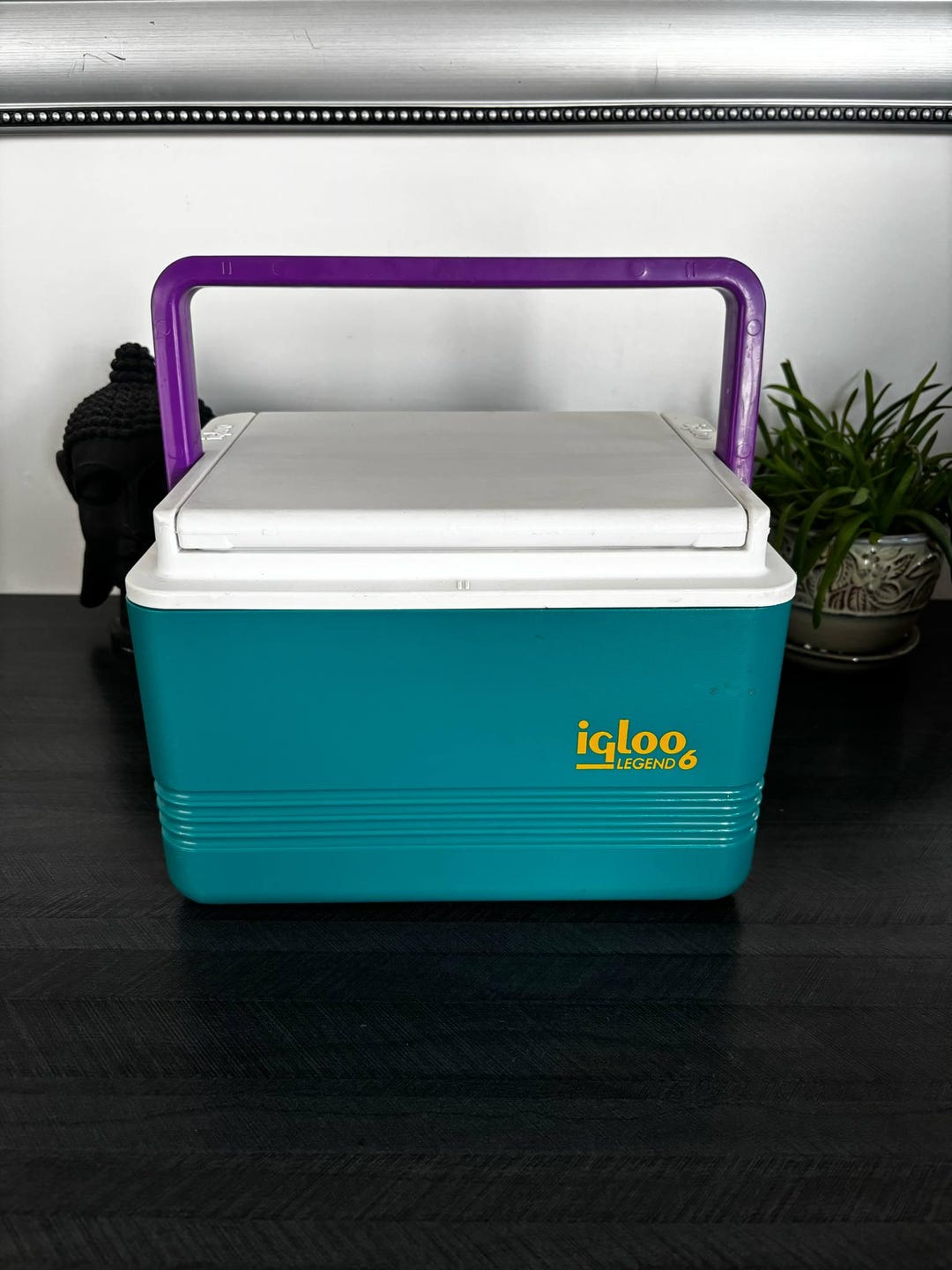 Vintage Igloo Legend 6 Cooler Teal Purple Handle 90s Retro Mini
