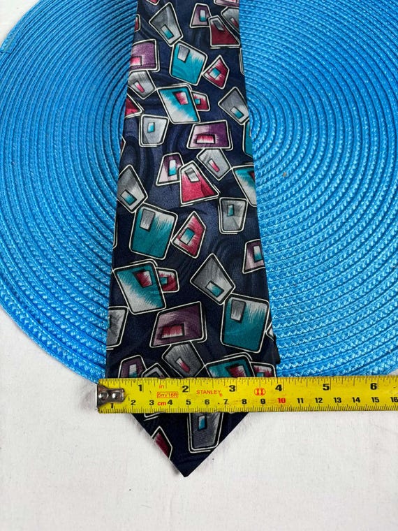 Vintage Protocol tie with colorful geometric patt… - image 5
