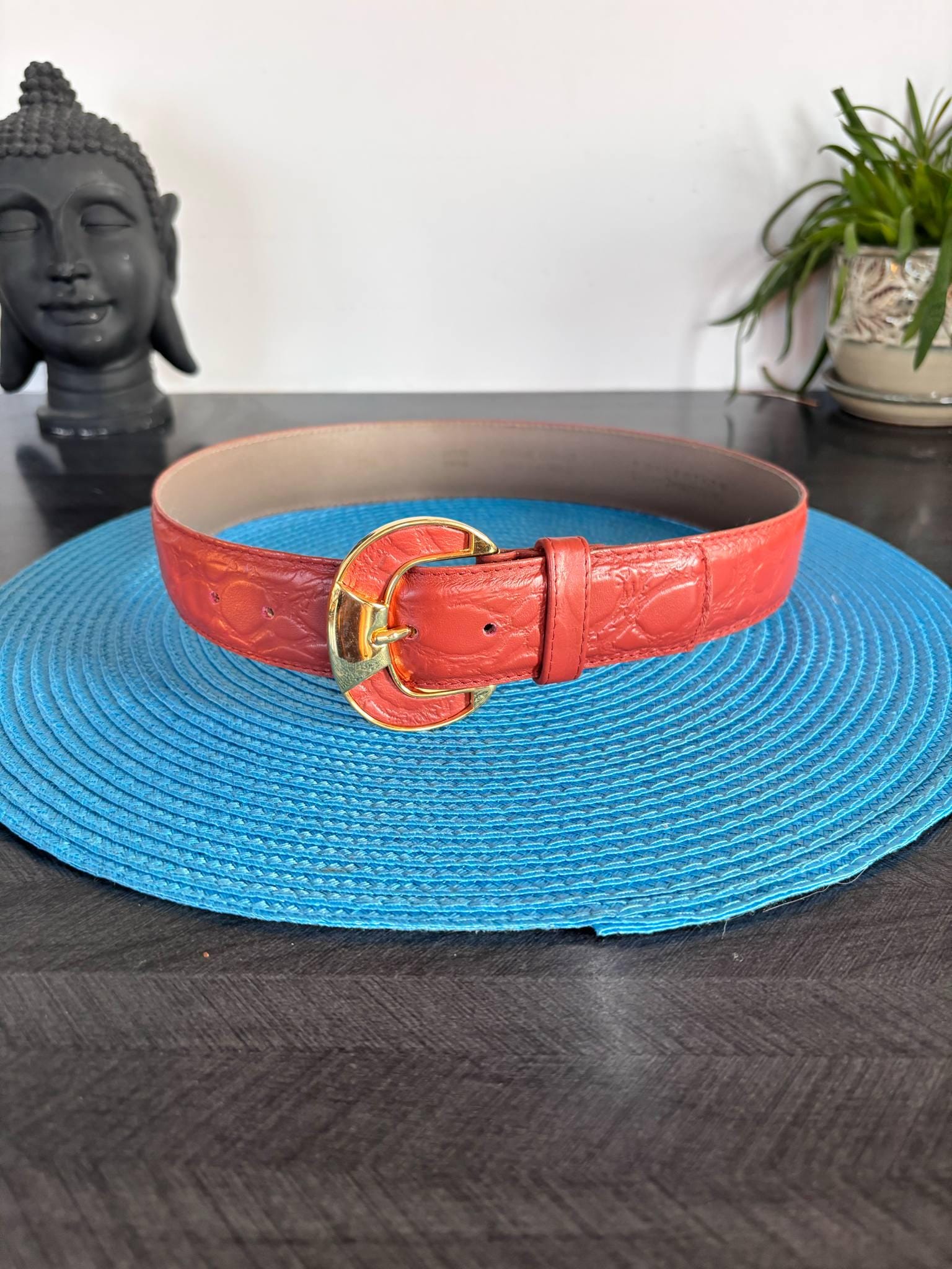Vintage Red Leather Belt 33