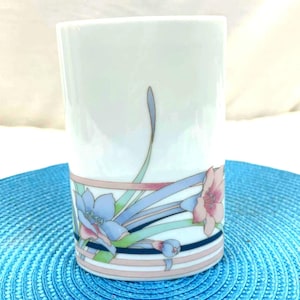 Pot en porcelaine Tuscany Collection Japan, décor floral pastel style art déco, vase ou cache-pot vintage années 80-90