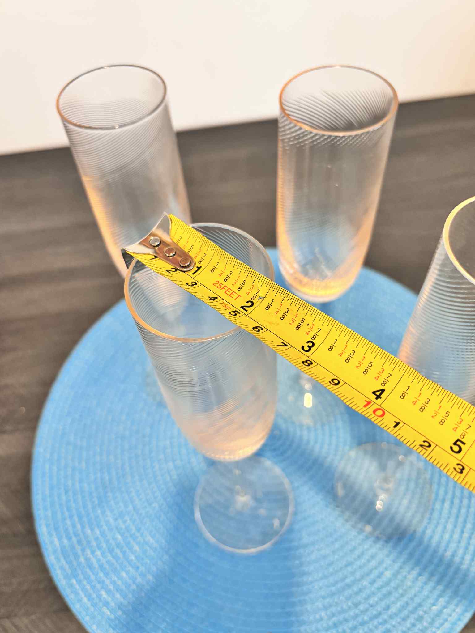 本物のイタリア・ムラーノ産シャンパンフルート4個セット、ピンクに