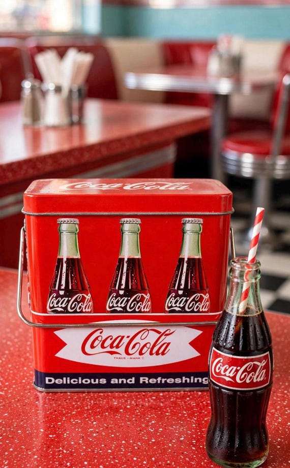 Vintage Coca-cola Small Metal Tin Box Red Collectible Advertising
