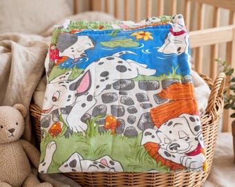 Vintage Bed Sheet, Disney 101 Dalmatians Movie, Dogs, Puppies