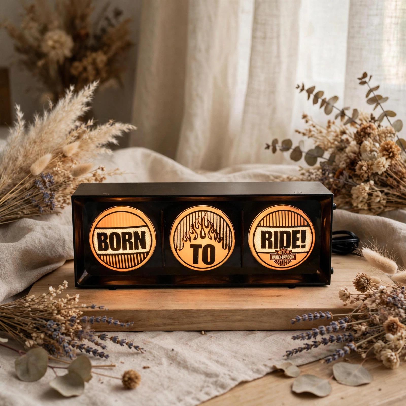 ハーレーダビットソン　Born to Rideライト Harley-davidson “born to Ride” Lighted Sign – Working Illuminated