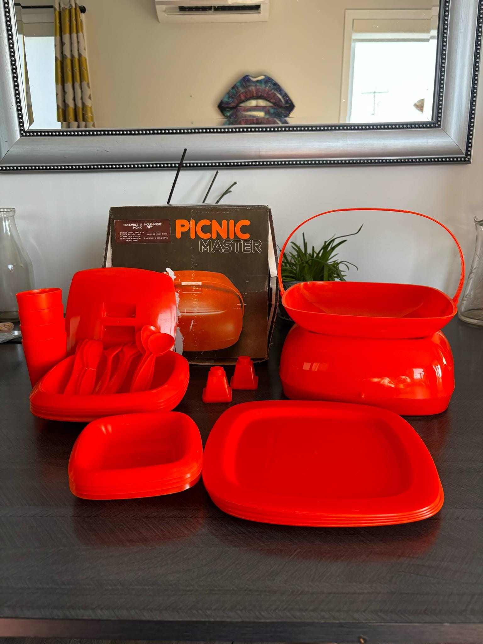 Vintage 1970s Picnic Master Red Picnic Set Complete and Unused