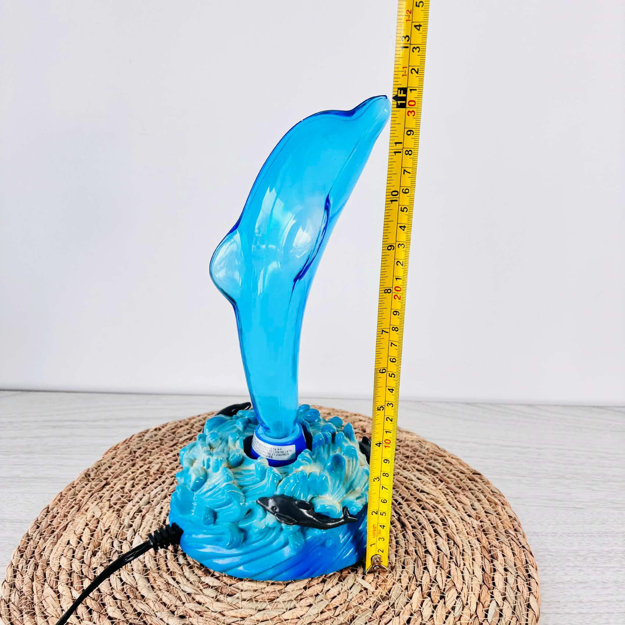 Vintage Blue Electric Dolphin Lamp With a Flashing Light Effect