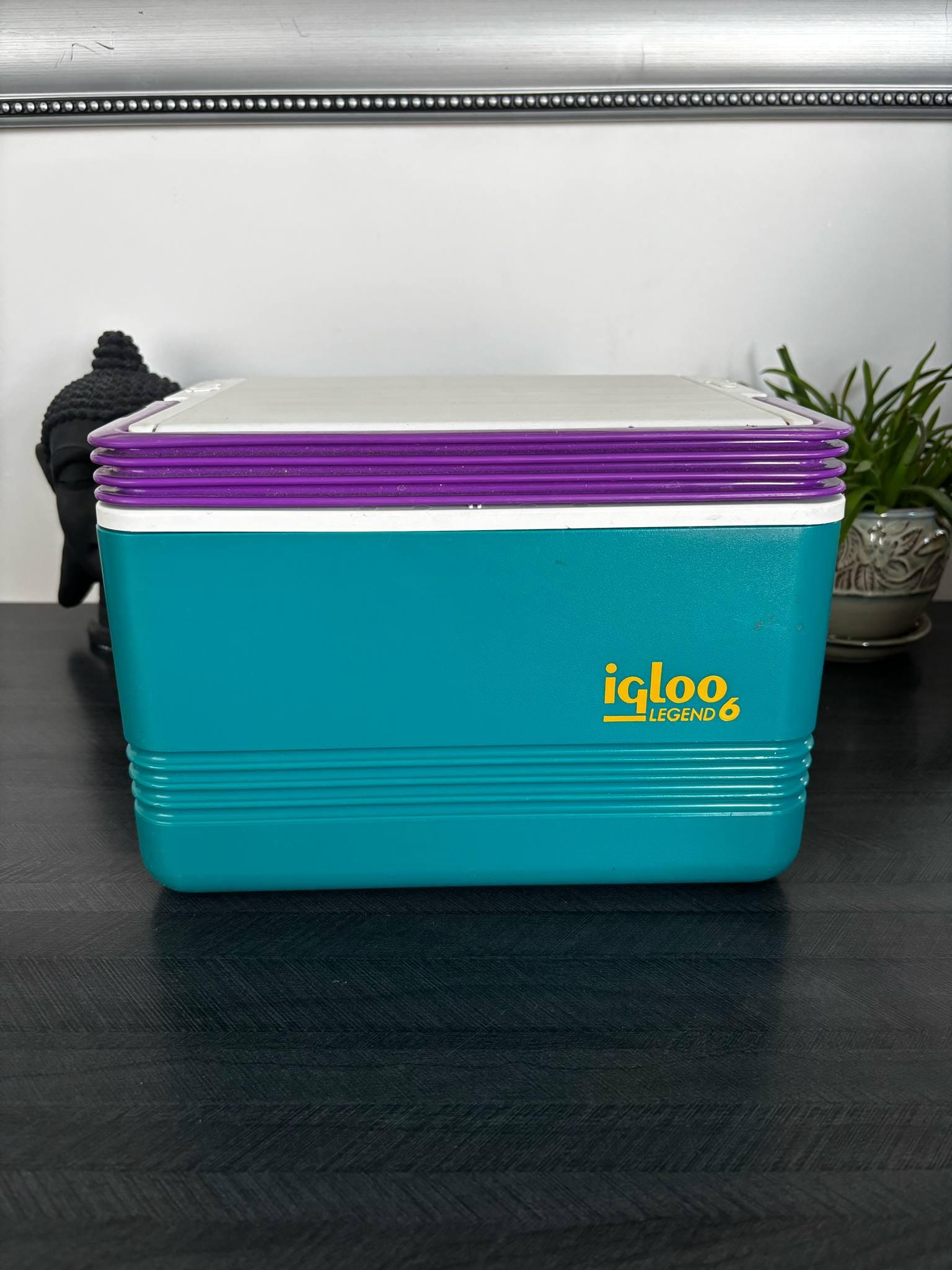 Vintage Igloo Legend 6 Cooler Teal Purple Handle 90s Retro Mini