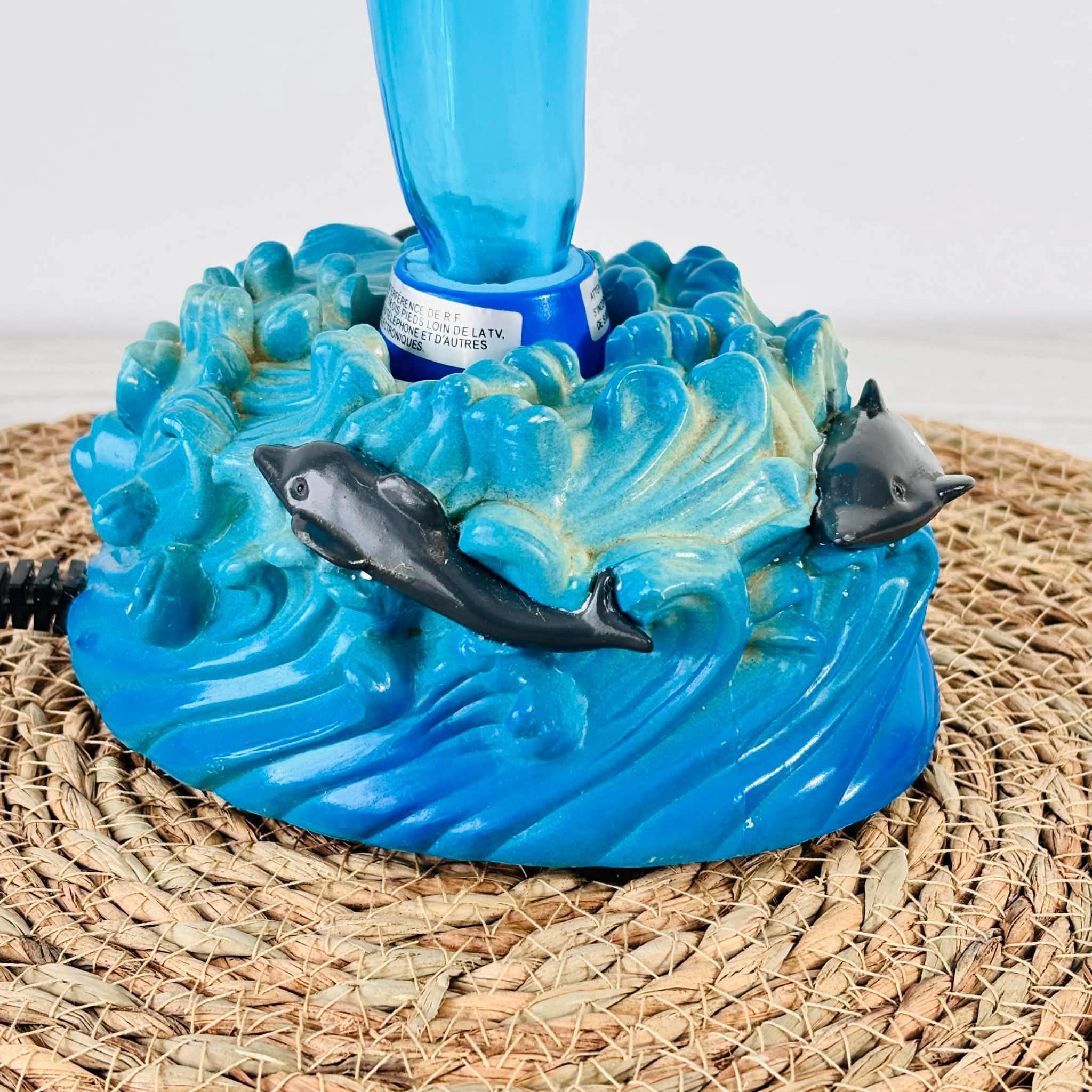Vintage Blue Electric Dolphin Lamp With a Flashing Light Effect
